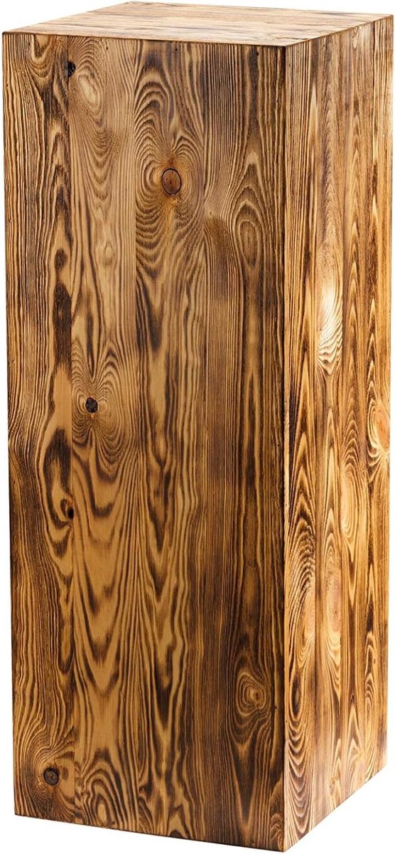 Decoratieve Houten Zuil - Plantenstandaard - Interieur Decoratie - Handgemaakt Rustiek Design - 80x30x30cm - Walnoot