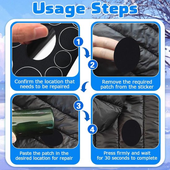 Reparatiepatches - Stof stickers - Kleding herstellen - Zelfklevend nylon - 12 stuks - Zwart — afbeelding 3