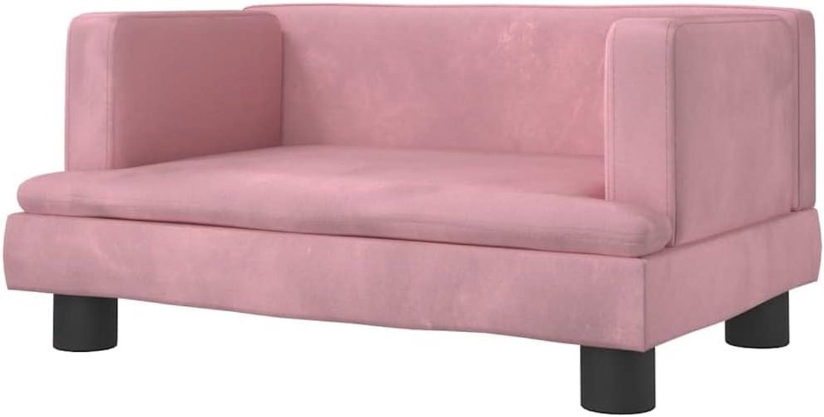 Kinderbankje - Peuterstoel - Ontspannen Zitten - Zachte Velours Bekleding - 60x40x30cm - Roze