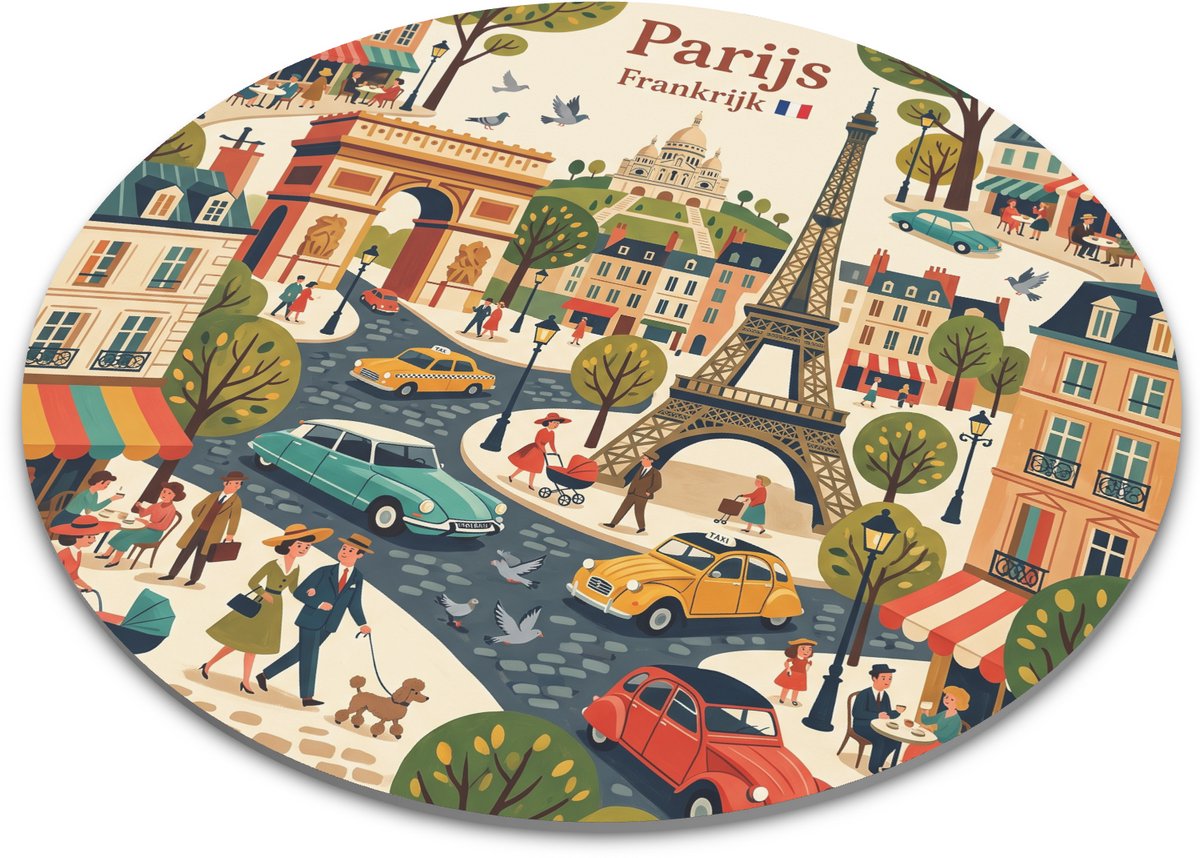 Ronde muismat Parijs Frankrijk illustratie Vintage stijl