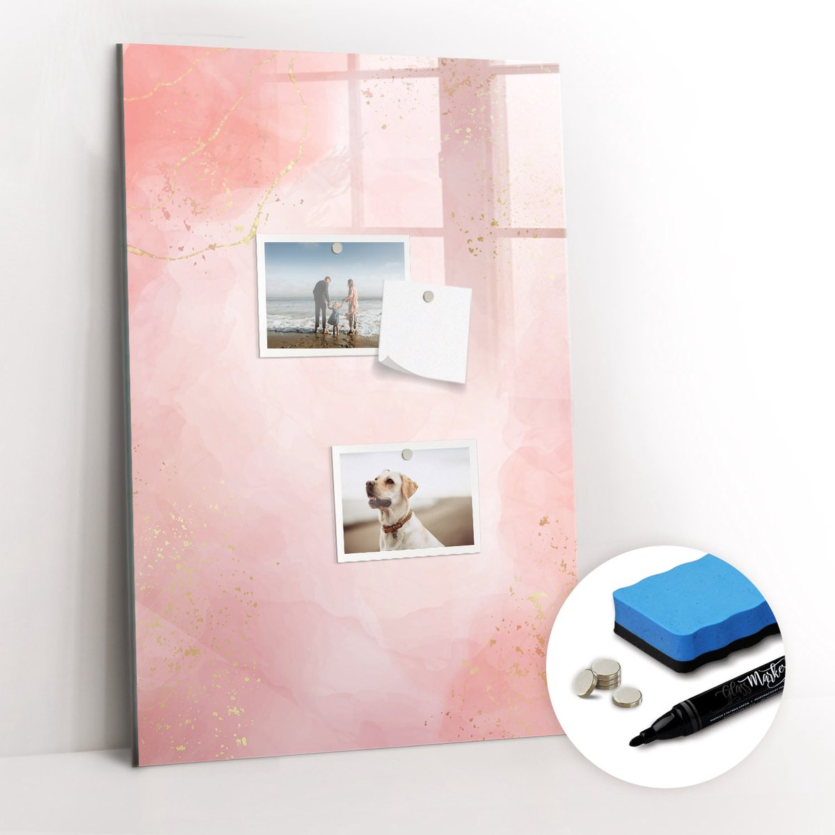 Tulup Whitebord - Roze marmer - 40 x 60 cm - Roze Magneetbord Design - Gratis 5 Sterke Magneten + Whiteboard Marker & Wisser - Wanddecoratie Kantoor - Magnetisch Wandbord - Ideeënbord Thuiswerkplek