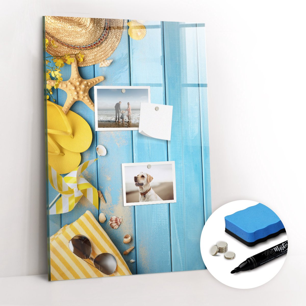 Tulup Whitebord - Strandaccessoires - 40 x 60 cm - Veelkleurig Magnetisch Wandbord - Gratis 5 Sterke Magneten + Whiteboard Marker & Wisser - Scandinavisch Design Bord - Magnetisch Wandbord - Organiseer Je Bureau