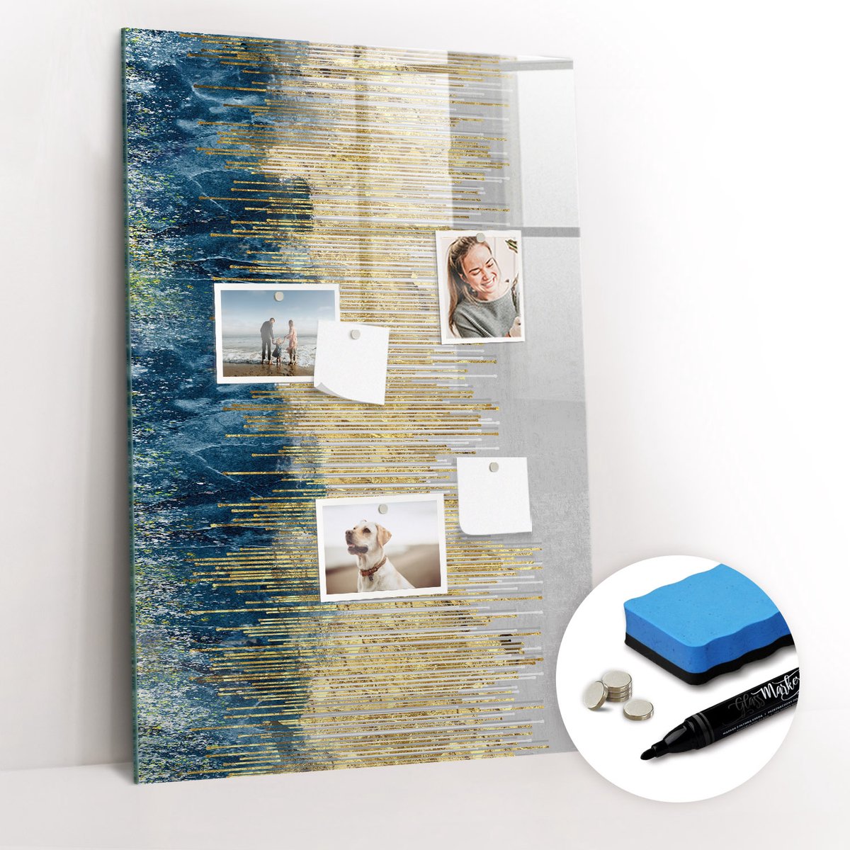 Tulup Whitebord - Decoratief retro patroon - 60 x 90 cm - Veelkleurig Memobord Magnetisch - Gratis 5 Sterke Magneten + Whiteboard Marker & Wisser - Organizer Muur - Memo Bord - Notitiebord Werkplek