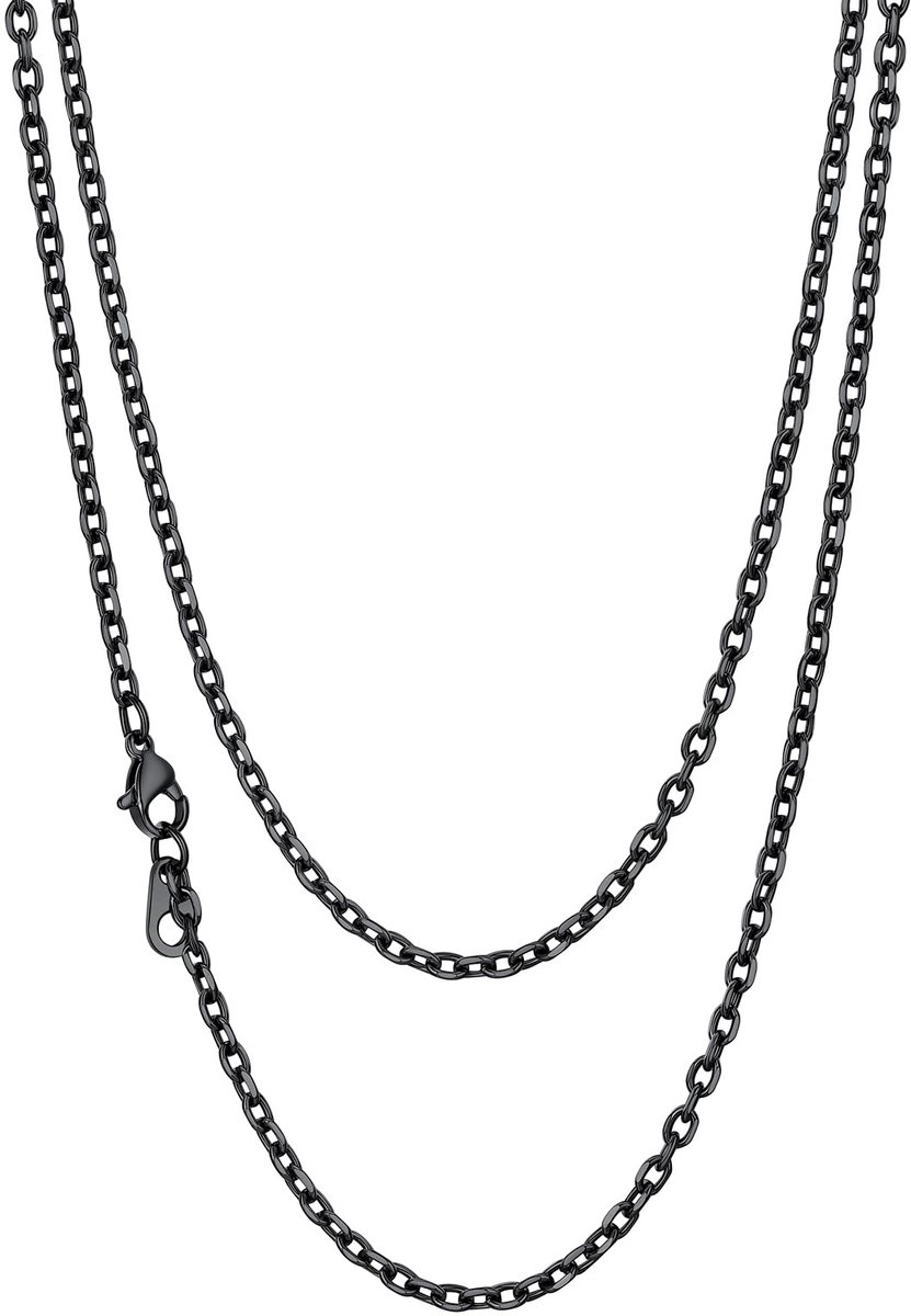 Schakelketting voor dames en heren, 3 mm/6 mm/9 mm/12 mm, zilver/zwart/verguld, massieve halsketting in 46 cm lang tot 76 cm lang