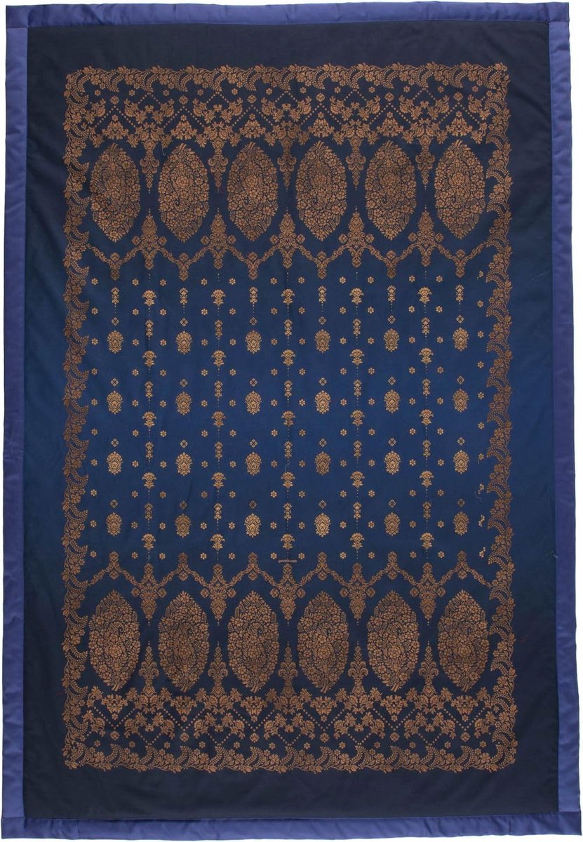 Gold Decor plaid van 100% katoen in de kleur blauw B1, afmetingen: 135x190 cm - 9333417