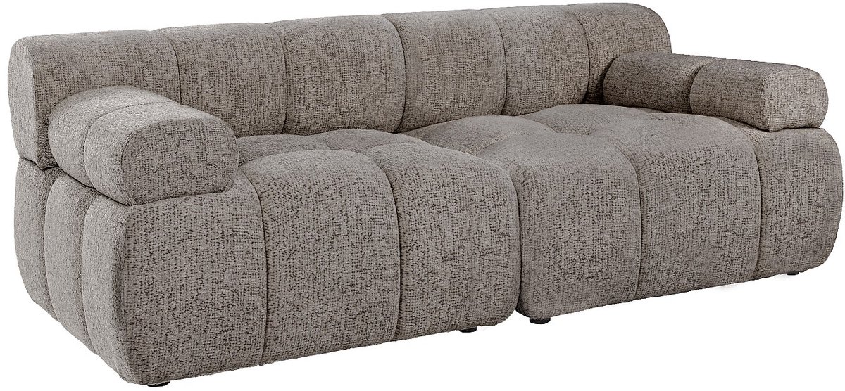 Vente-unique Modulaire tweezitsbank in gemêleerde taupe stof FACIVIL