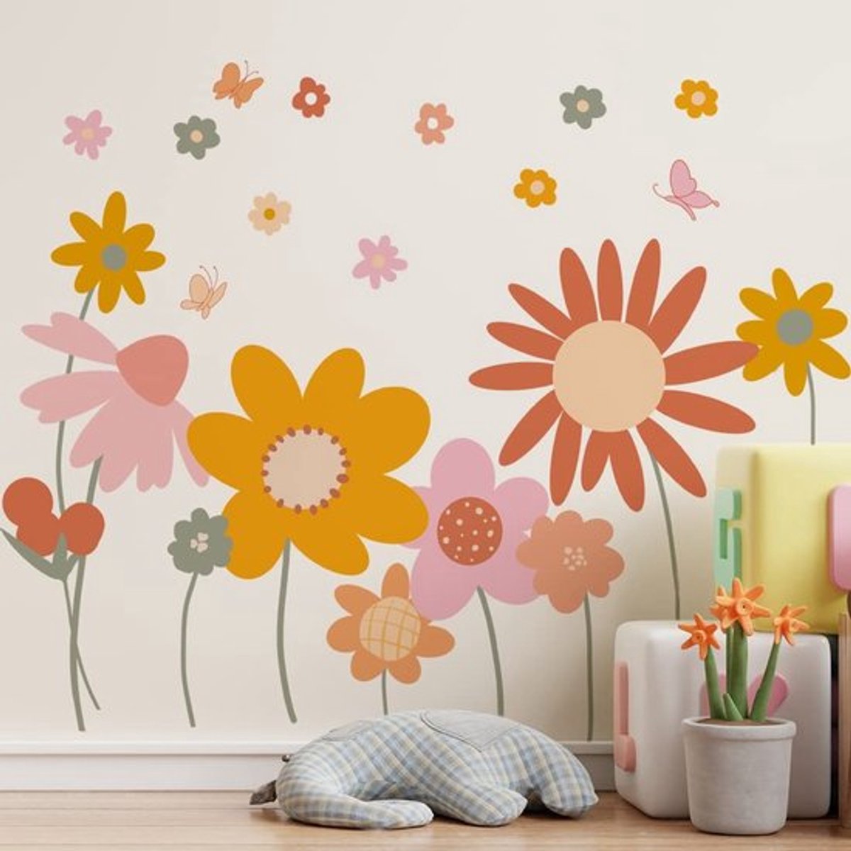 Vt products - Runtoo Boho Bloem Muurstickers - Muurdecoratie - Retro