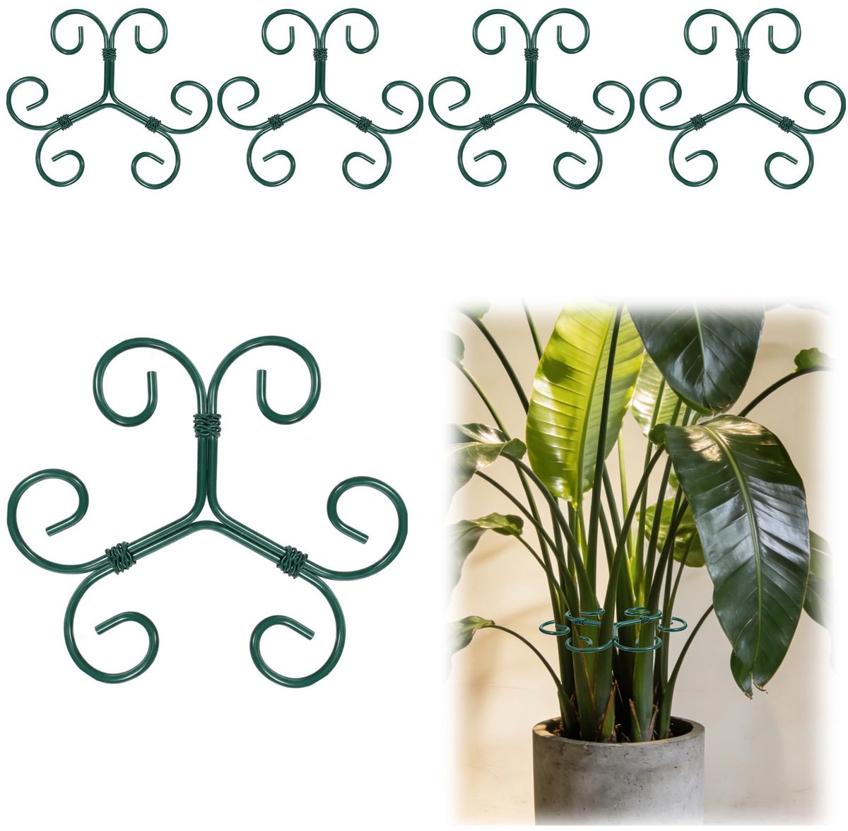 4 stuks Monstera Plantenondersteuning, ijzeren plantensteunstructuren unieke plantenstokken en steunen voor kamerplantenhouders, klimmende en bloeiende groei, decoratieve accessoires