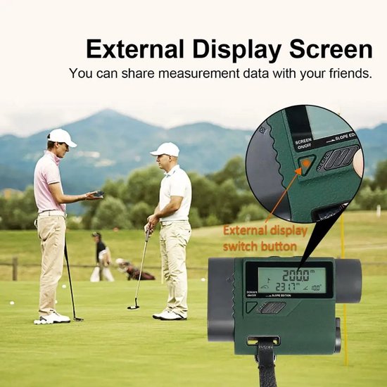 Emvae Golf Rangefinder - Afstandsmeter Golf - Laser Rangefinder Golf - 1000 m - 6x Zoom - LCD - Groen — afbeelding 4