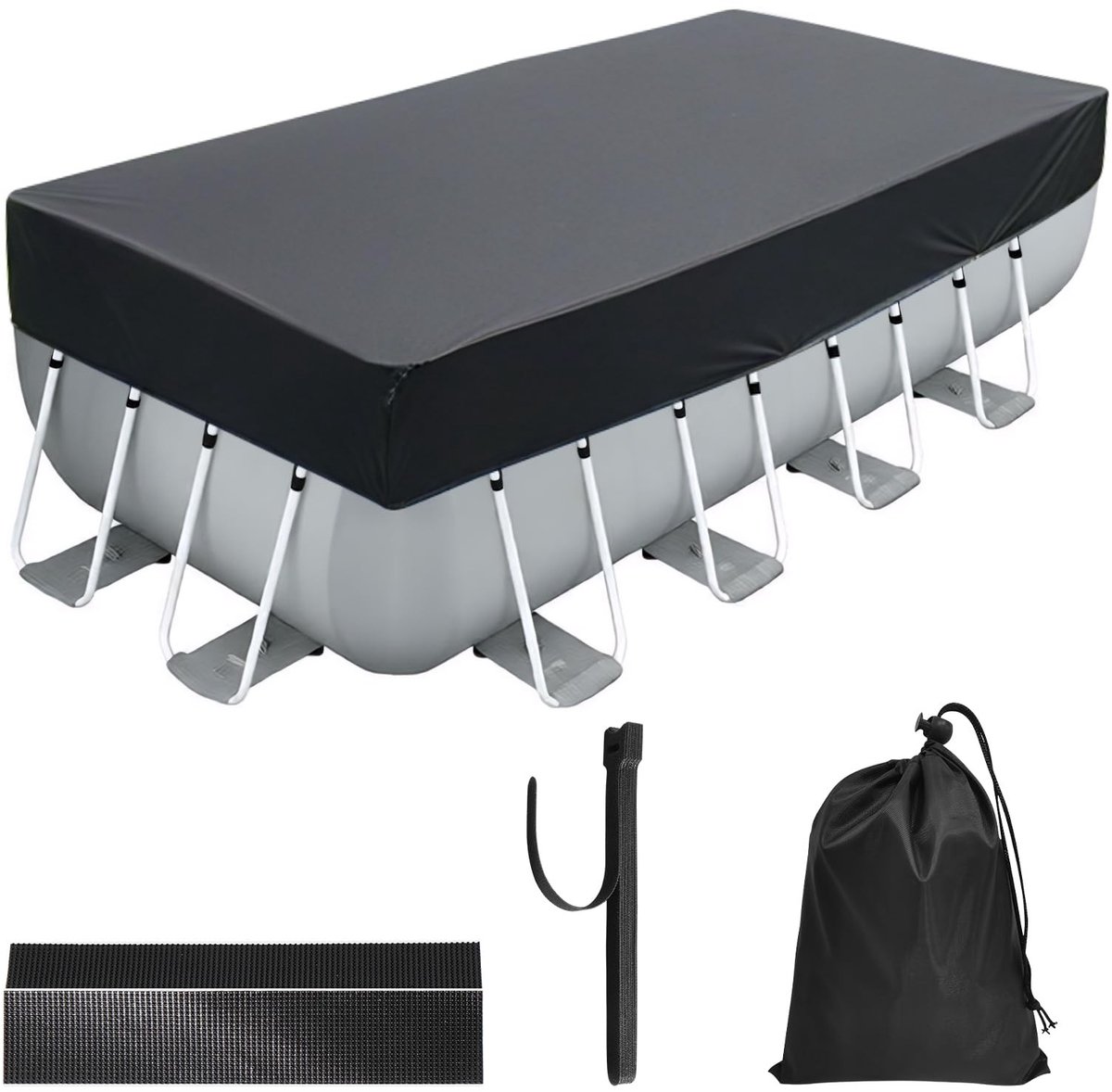 Dailygoods - Rechthoekige Zwembadafdekking voor Zwembaden 220 x 150 cm - UV-bestendig
