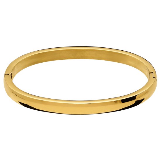 Gouden kinderbangle van edelstaal met een glanzend gepolijst oppervlak.