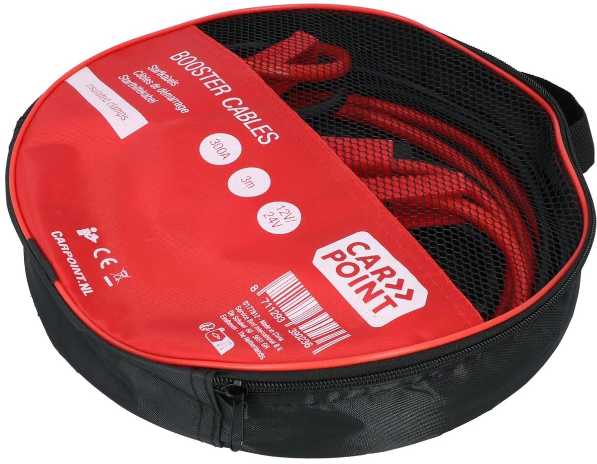 Startkabels - Geïsoleerde Klemmen - 300 Ampère - 3 Meter Lengte - Voor 12 Volt Batterijen