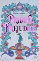 Wordsworth Classics - Orgueil et Préjugés de Jane Austen, avec un paon, des tasses et une théière.