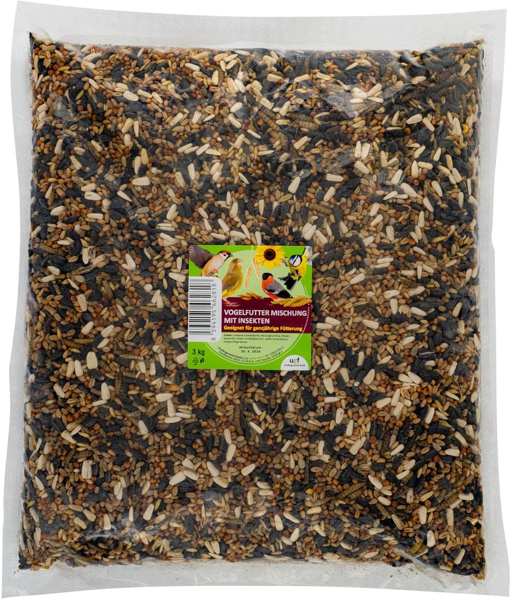 Dailygoods- Vogelvoer 3 kg - Premium Mengsel - Zonnebloempitten - Soldatenvlieglarven - Meelwormpellets - Geschikt voor het hele jaar - Vogelsnoep