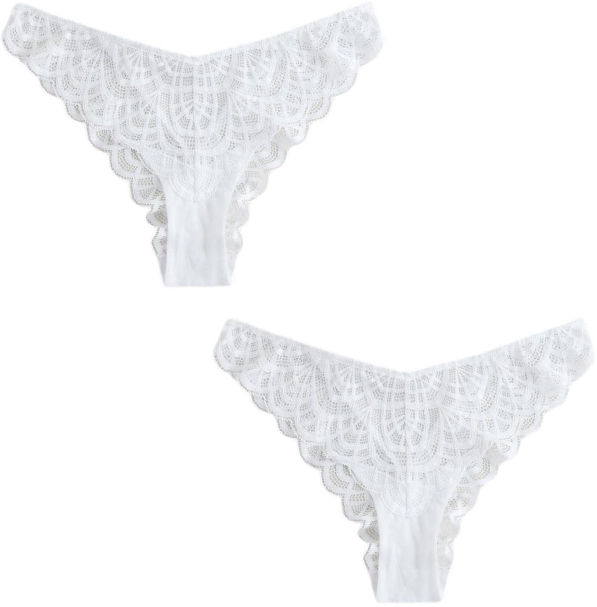 Next - Dames - Kanten Brazilian slip, set van 2 - Wit