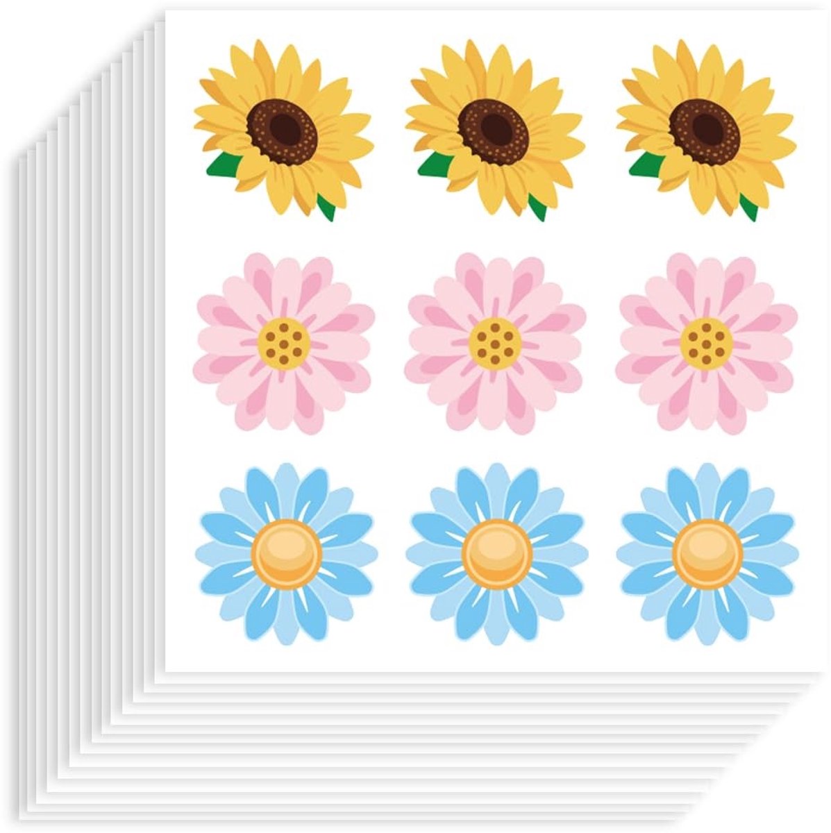Dailygoods- Bloemenstickers 180 stuks - Zelfklevend Papier - Waterdicht - Decoratieve Stickers - Plannerstickers - Bloemendesign - 90 x 90 mm - Decoratiestickers