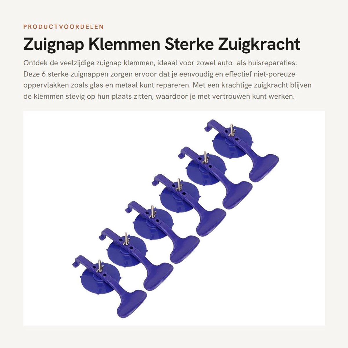 Dailygoods- Zuignap Sterke Zuigkracht - 6 Stuks - Klemmen voor Glas/Metaal - Reparatie Tool - Eenvoudige Installatie - Breed Toepassingsgebied - Zuignapset
