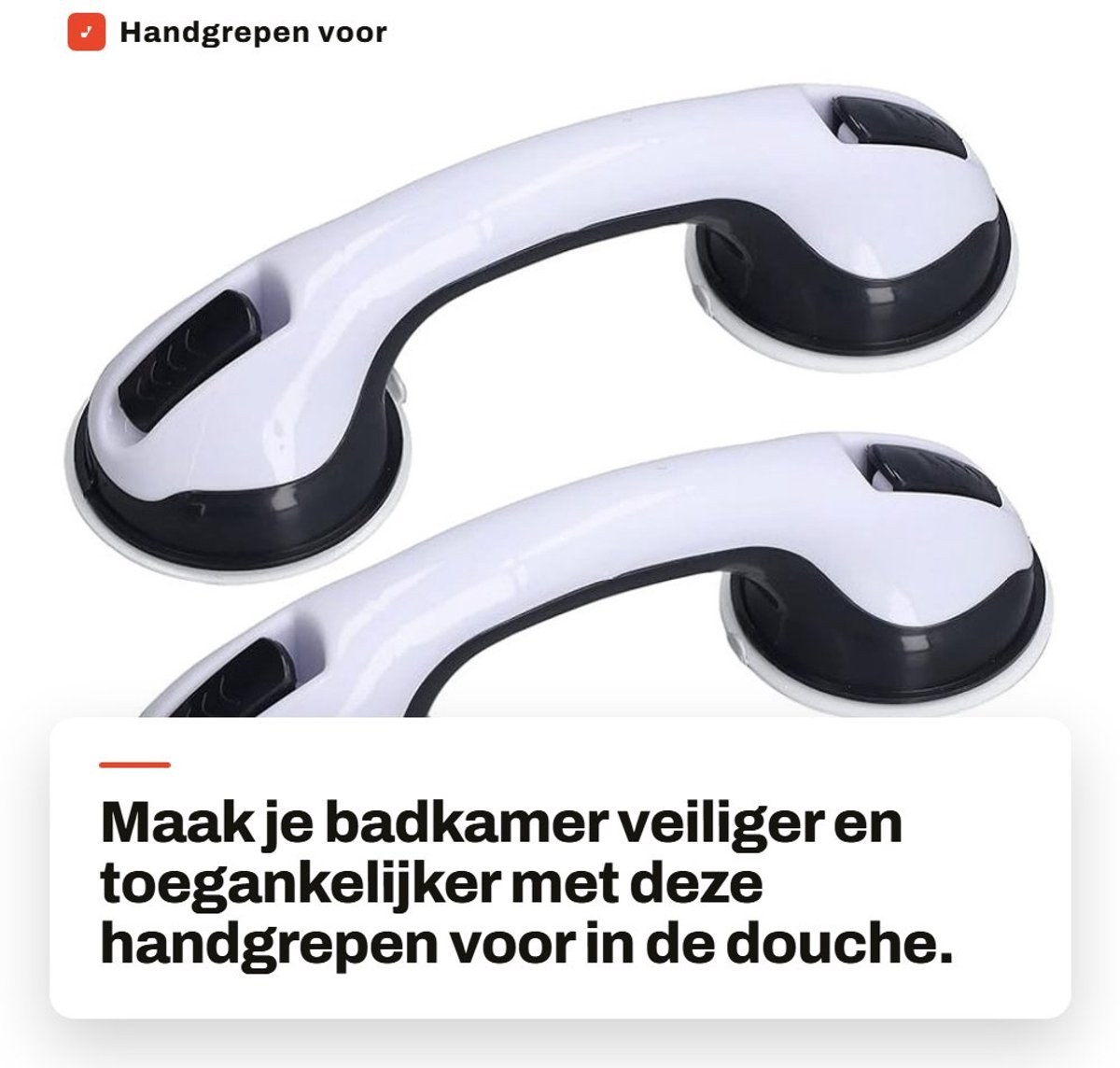 Dailygoods- Badgrepen 2-pack - Antislip Douche Handvat - Veiligheidsbeugels voor Ouderen - Sterke Zuignap - Slijtvast Kunststof - Verstelbaar Ontwerp - Douchehandgreep