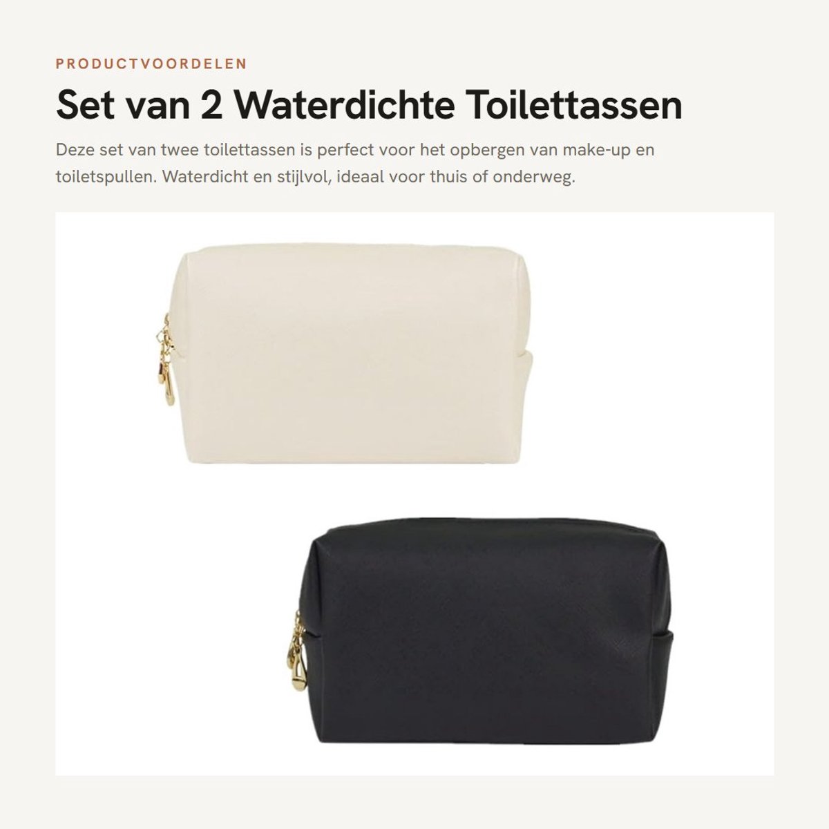 Dailygoods- Toilettas Waterdicht - Make-up Tasje - Toilettas Dames/Heren/Kinderen - 2 Stuks - Hoogwaardig PU-Materiaal - Antispatoppervlak - Make-uptas