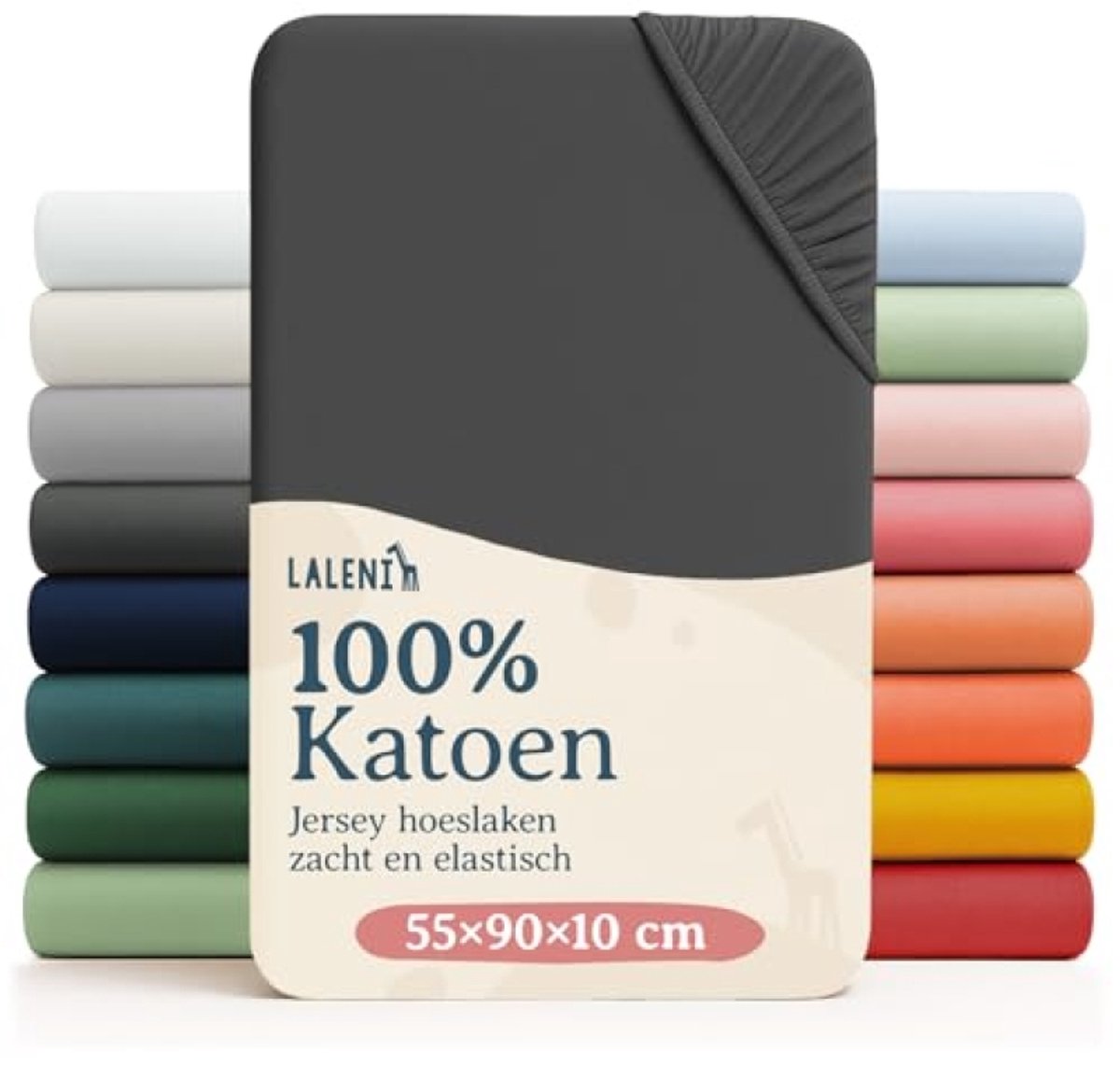 Nazik Living Jersey Hoeslaken Babybed 55x90 cm - 100% Katoen - 2-pack - Antraciet