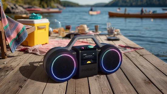 PHILIPS Moving Sound The Roller TAMS60B/00 - Draagbare speaker, 60W RMS, Bluetooth 5.5., Auracast, USB, 24 uur afspeeltijd, IP67 waterdichtheid, kan als powerbank gebruikt worden - Zwart van Philips — afbeelding 3