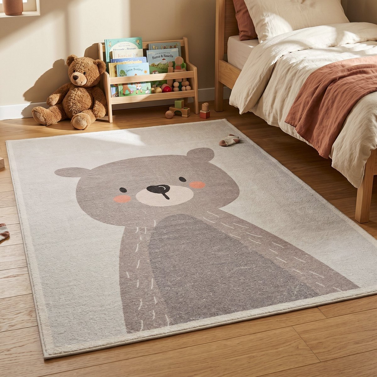 Little Olly Wasbaar kindervloerkleed - Simba Bear Beige - 80x150cm