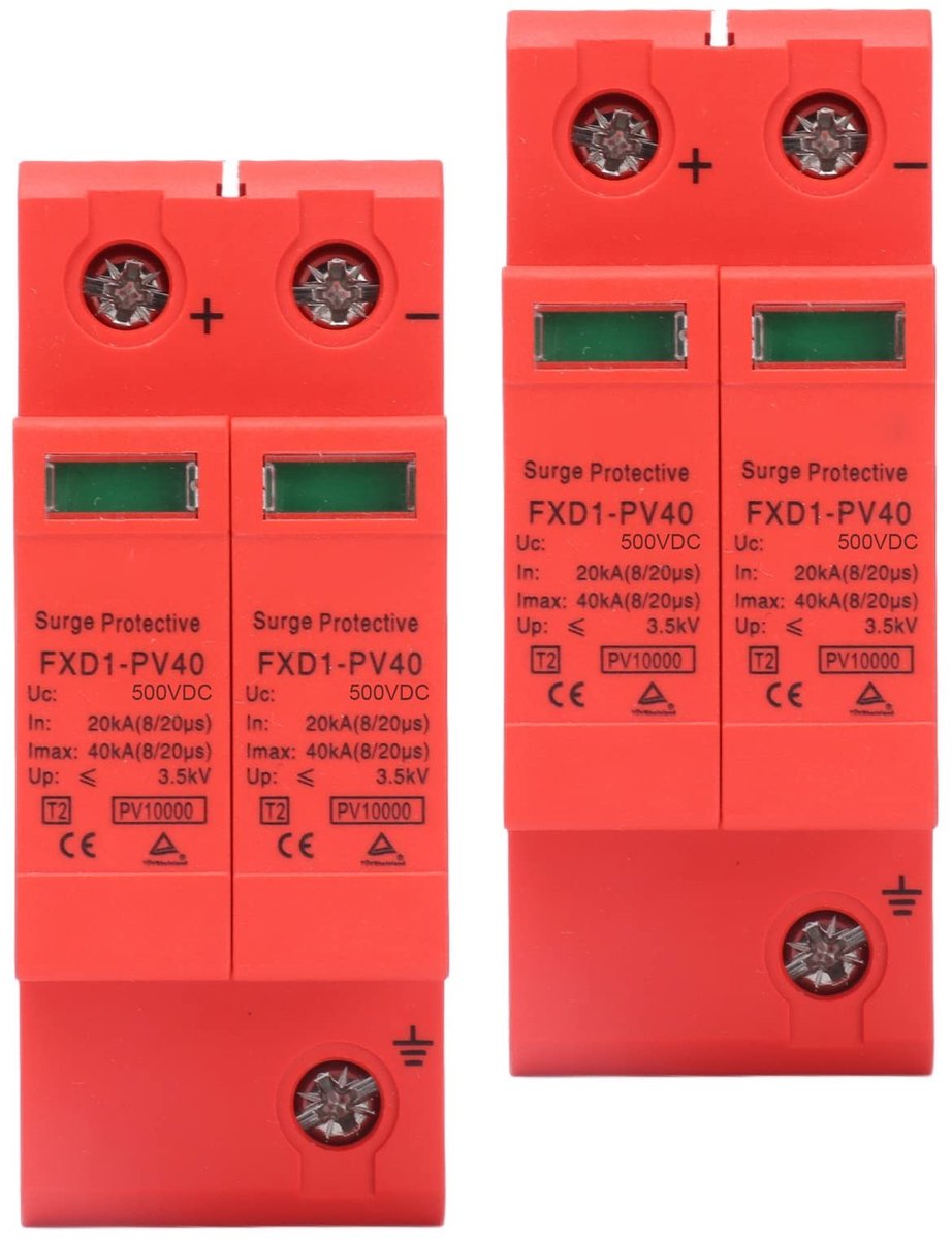 Dailygoods- Overspanningsbeveiliging 40kA - 2P-Railinstallatie - PC-Vlamvertragend Materiaal - Visueel Venster - Professionele Accessoires - Spanningsafleider