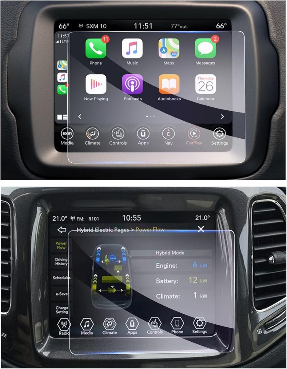 Navigatiebeschermfolie voor Jeep Compass 2017-2020 en Renegade 2018-2024, 8.4 Inch Glas Screen Protector, 9H Krasbestendig en Perfecte Pasvorm voor Touchscreen GPS