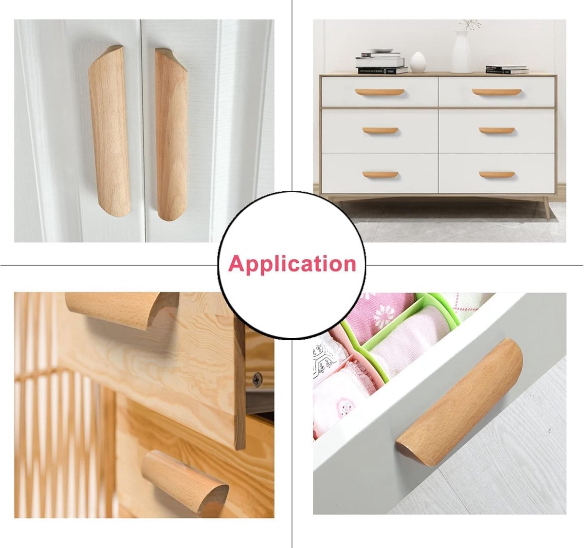 Houten Keuken Kast Handgrepen Set van 6, 64mm Gatafstand, Ideaal voor Keukenrenovatie en Meubelverbetering