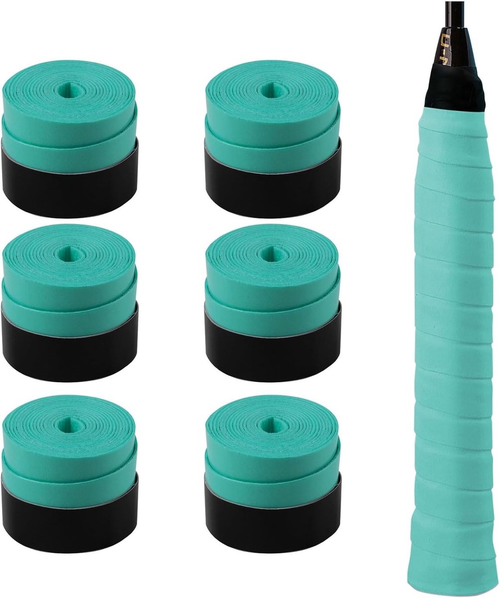 Tennisracket Grip Tape Set van 6 Stuks, Antislip, Zelfklevend, Geschikt voor Badminton en Squash, Ideaal voor Verbeterde Grip en Comfort tijdens het Spelen