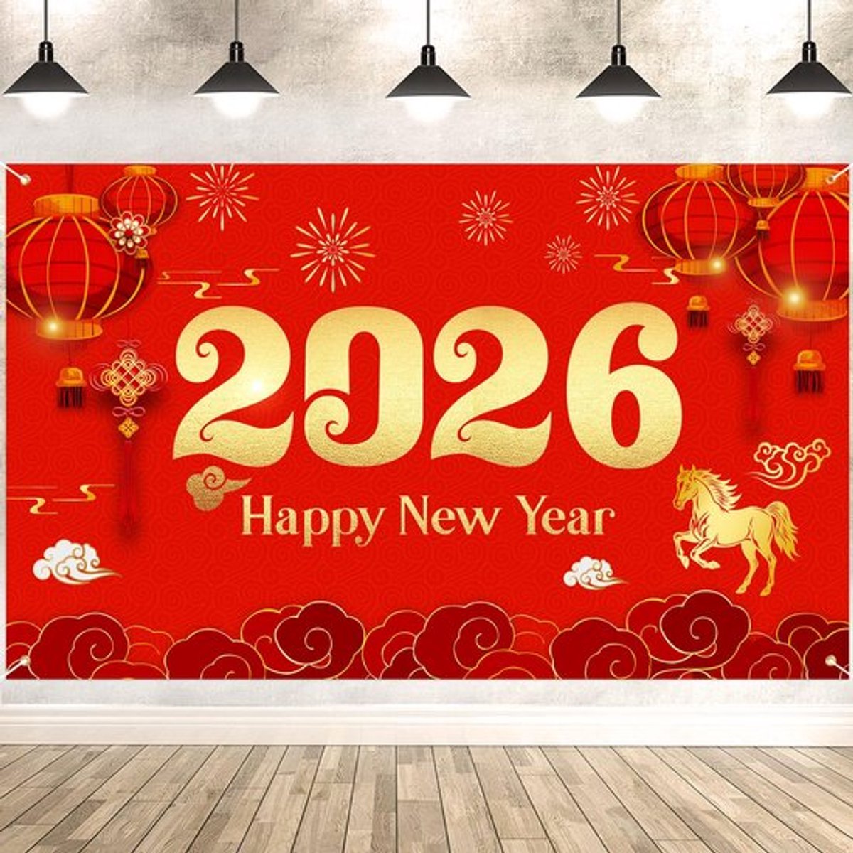 Chinees Nieuwjaar achtergrond banner voor jaar van de tijger decoratie, grote banner voor Chinees Nieuwjaar decoratie 2022, Chinees Nieuwjaar muurposter achtergrond decoratie, 185 x 110 cm stof