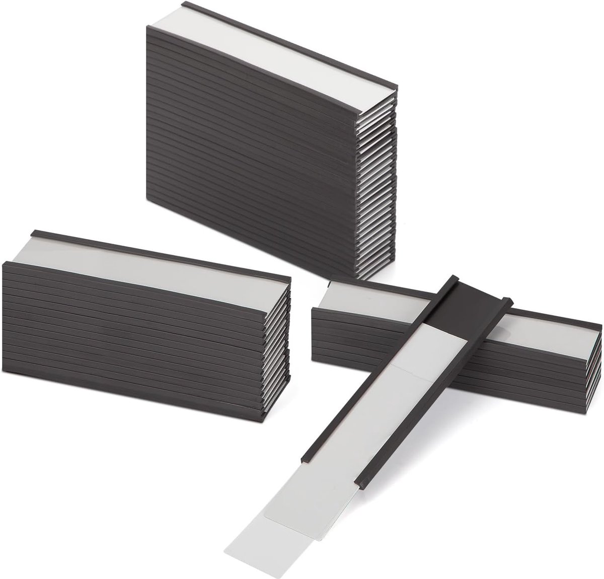 Magnetische Etikethouders 25mm x 100mm | 50 Stuks C-Channel | Dikke 300g Witte Papieren Kaarten met Beschermfolie | Ideaal voor Whiteboards, Planken en Toolboxen
