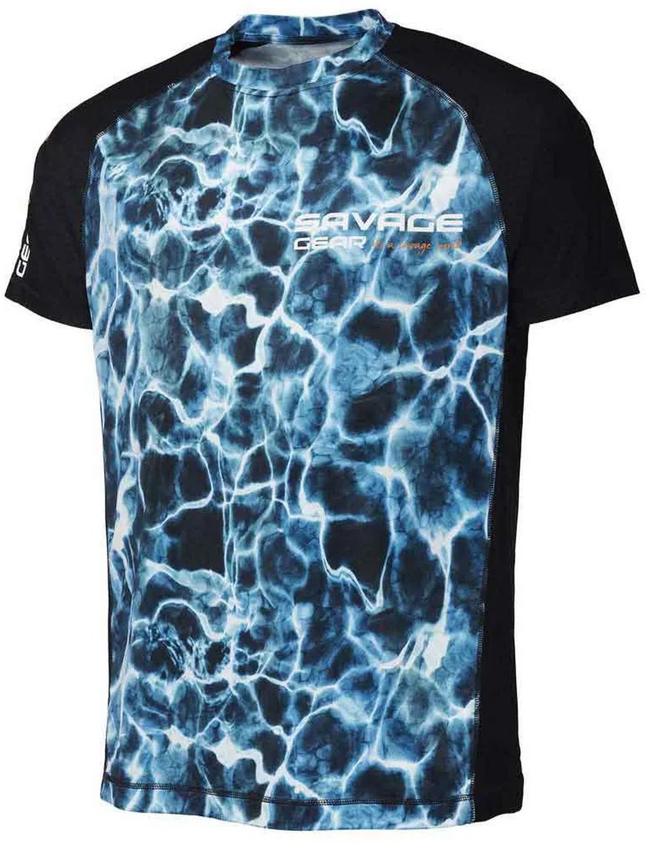 Savage Gear Marine Uv Korte Mouw T-shirt Blauw XL Man