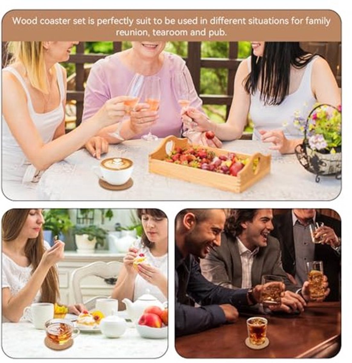 Kurk Onderzetters voor Drankjes, Houten Onderzetters Ronde Rand Onderzetters voor Thee Koffie Onderzetter, Warme en Koude Drank, 9cm (100st)