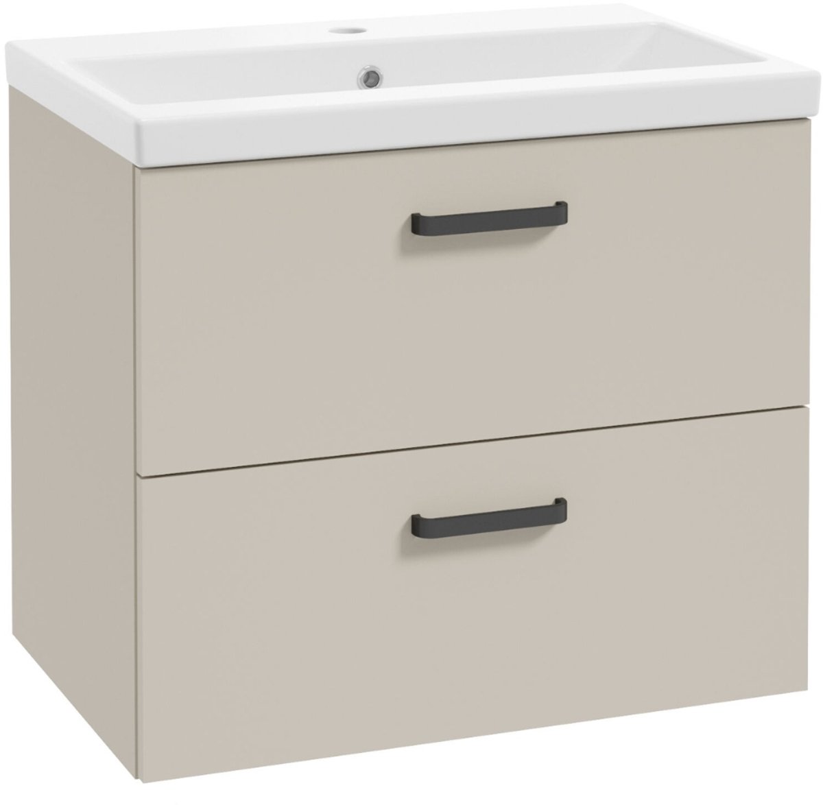 STAMAR - Wastafelmeubel 60 cm - kasjmier mat - 40 cm diep - keramische wastafel en 2 lades