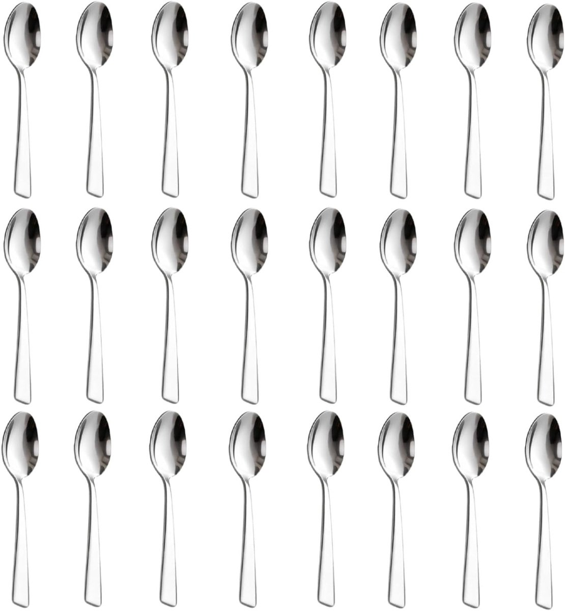 Set van 24 Roestvrijstalen Theelepels, Koffielepels en Dessertlepels - Vaatwasmachinebestendig, Ideaal voor Feestjes en Thuisgebruik