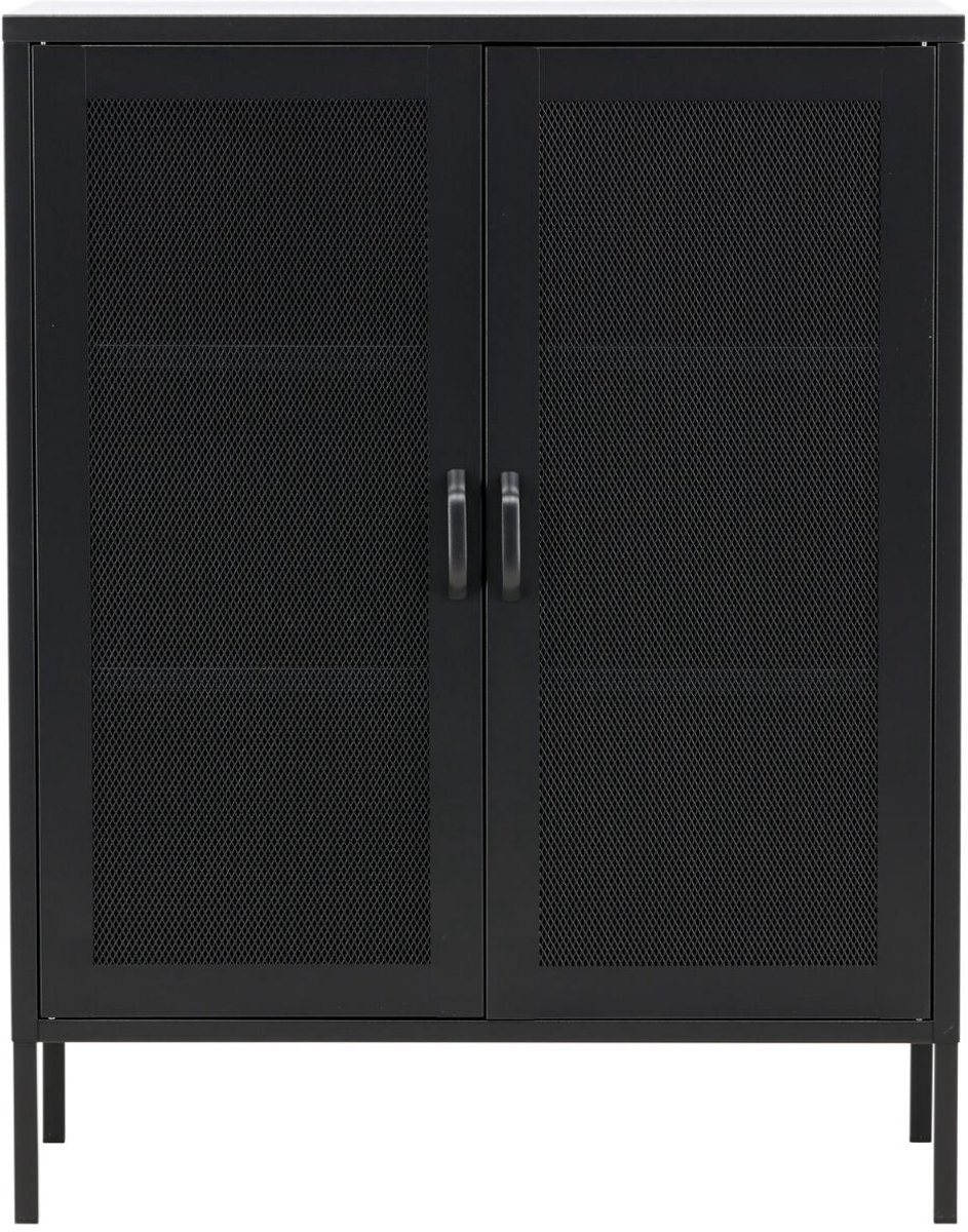 Misha dressoir 2 glazen deuren zwart.