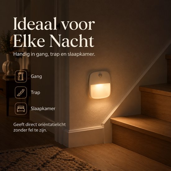 Nachtlampje Stopcontact - LED Nachtlicht met Bewegingssensor - 2 Stuks - Dimbaar Licht - Automatische Inschakeling bij Donkerte - Warm Wit Licht voor Slaapkamer, Gang, Trap en Kinderkamer — afbeelding 4