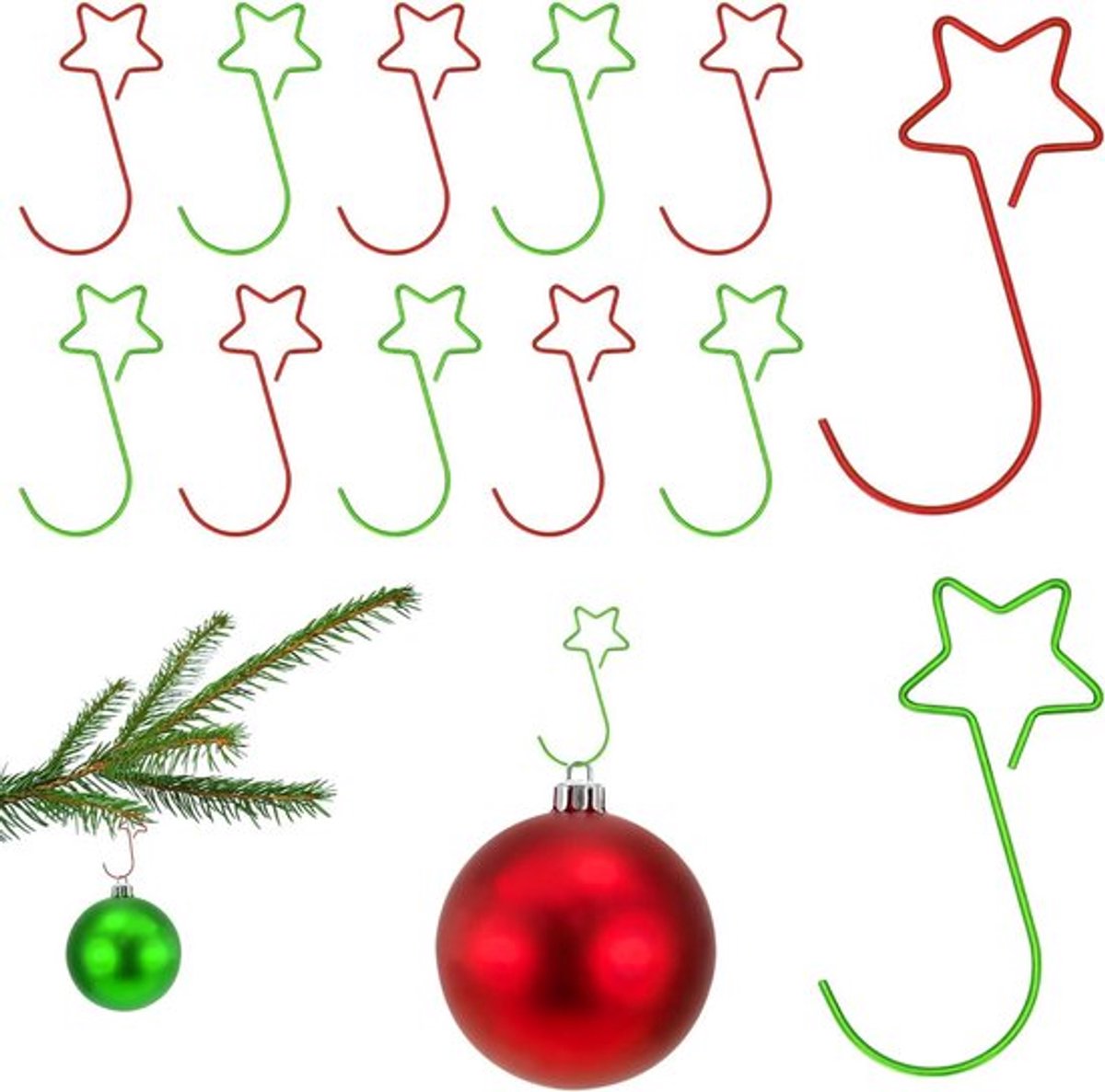 Kerstboom Ornament Haken 40 Stuks - Kerstboom Decoratie Hangers - Kerstversiering - Rood/Wit (A)
