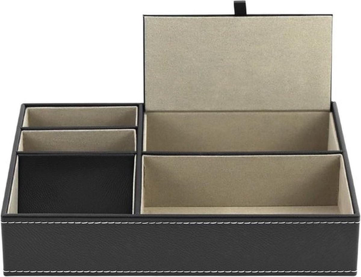 Valet Tray van kunstleer - 25,5 x 18,5 x 5 cm - Nachtkastje Organizer voor sleutels, pennen, portemonnees, sieraden en meer