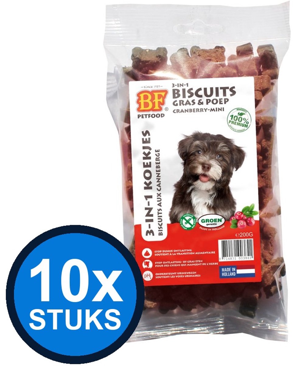 10x Biofood - 3in1 koekjes cranberry mini 200gr - Hondenvoer Snacks - 200 g