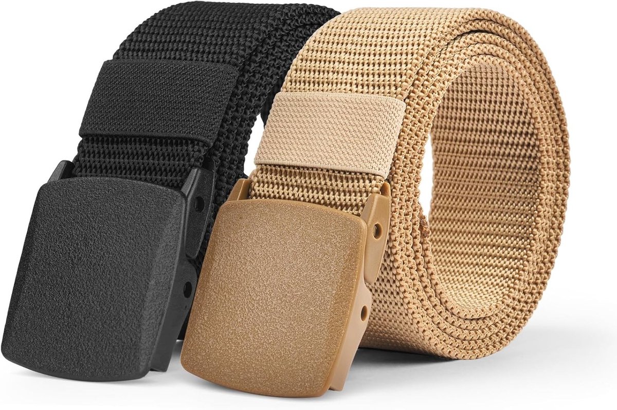 Verstelbare nylon canvas golfriem voor heren, op maat gemaakte webriem zonder gaten, khaki kleur en comfortabel draagcomfort