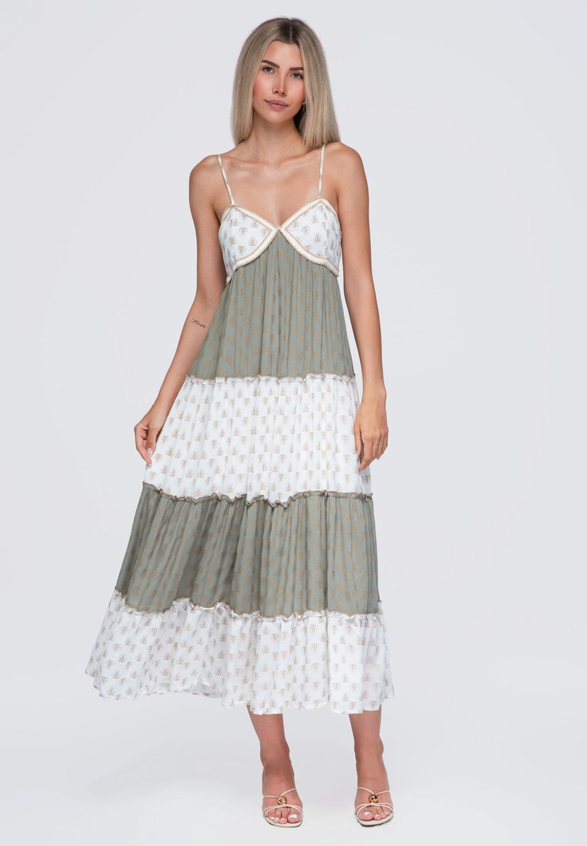 OMBRE Jurk - Viscose - Printopdruk - Jurk Groen M