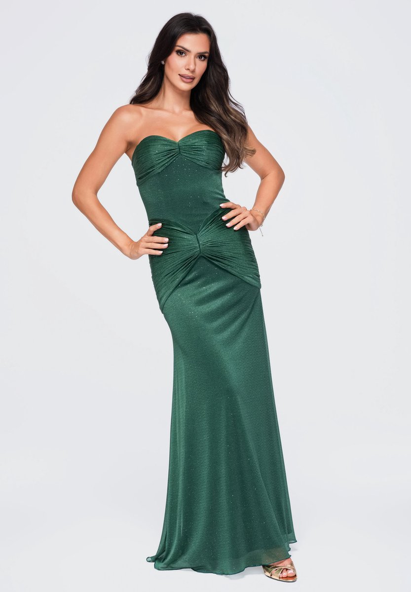 LARICA Jurk - Strapless - Rits - Effen Groen M