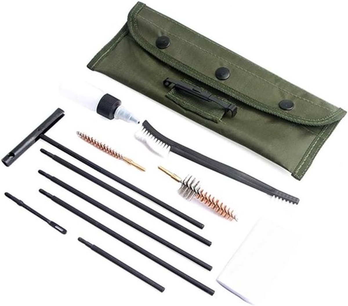 Reinigingsset voor Geweer 11-delig met Nylon Borstels en Pouch - Onderhoud en Schoonmaak van .22cal Geweren