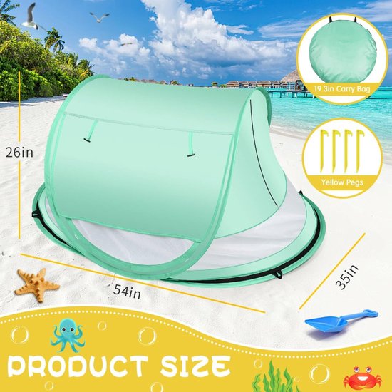 Strandtent - Pop Up Tent - Strandtent Pop Up - Speeltent - Upf 50+ UV-Bescherming - Pop-Up Ontwerp - Mesh Raam - Draagbaar - Met Muggennet - Buitenzonneschermen, Schaduwtenten voor Kamperen of Picknicks, en Binnenspeeltenten — afbeelding 2