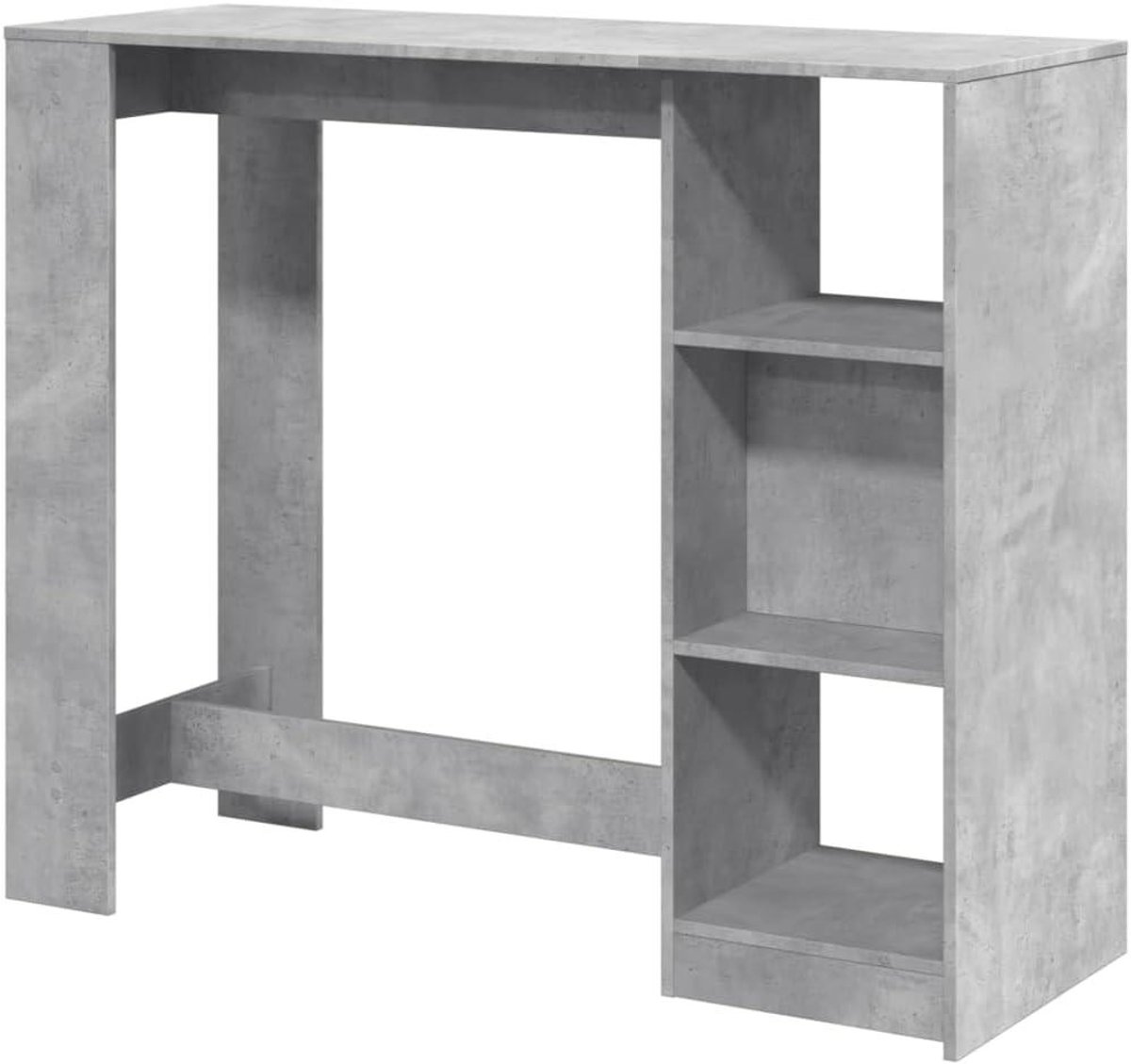 Bartafel met Plank - Hoge Tafel Keuken - Gezellig Tafelen - Veel Opbergruimte - 124x46x103.5 cm - Betongrijs