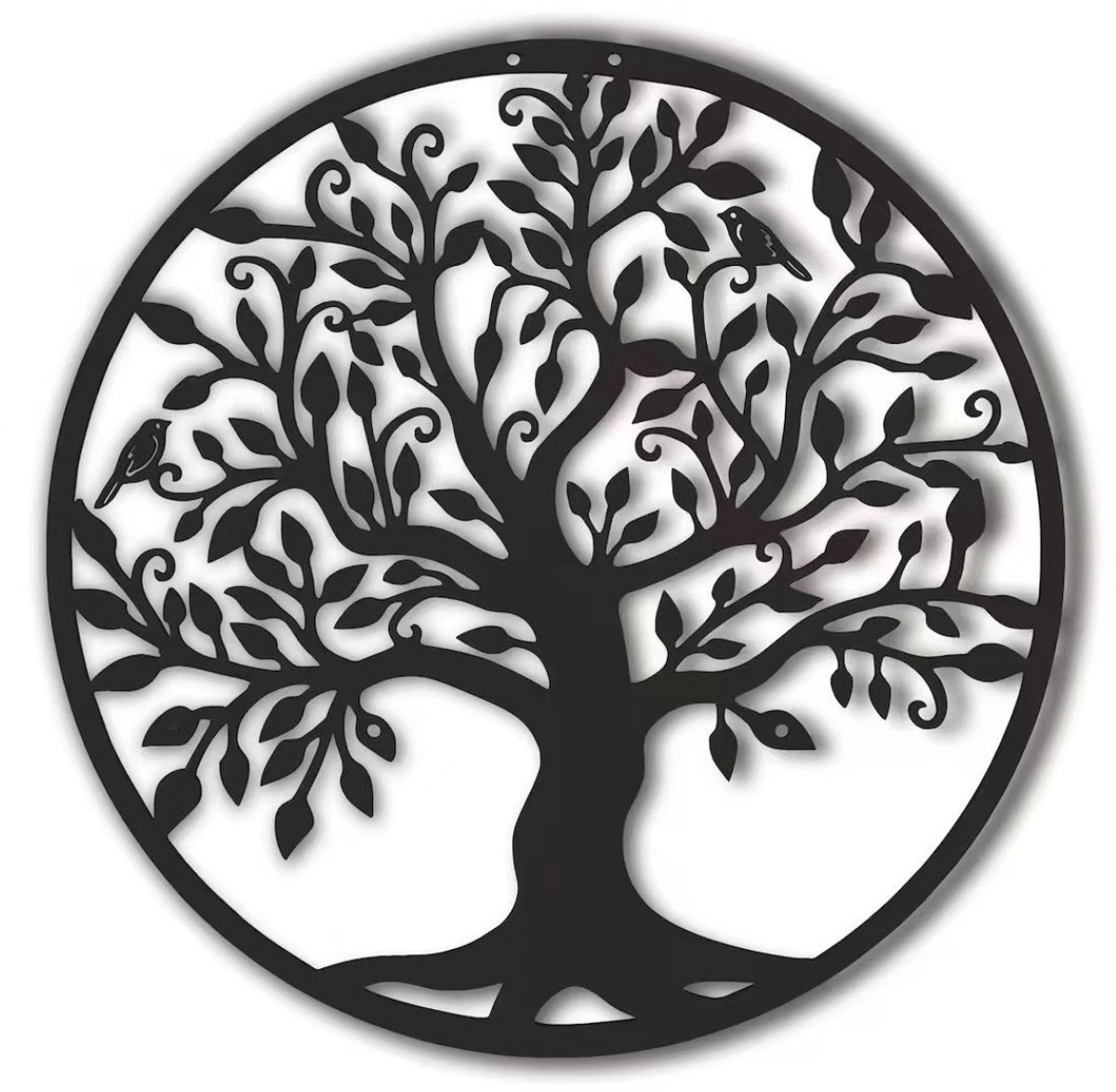 Metalen levensboom wanddecoratie – uitsnijdesign – 40x40 cm – zwart – voor binnen en buiten – cadeau-ideaal