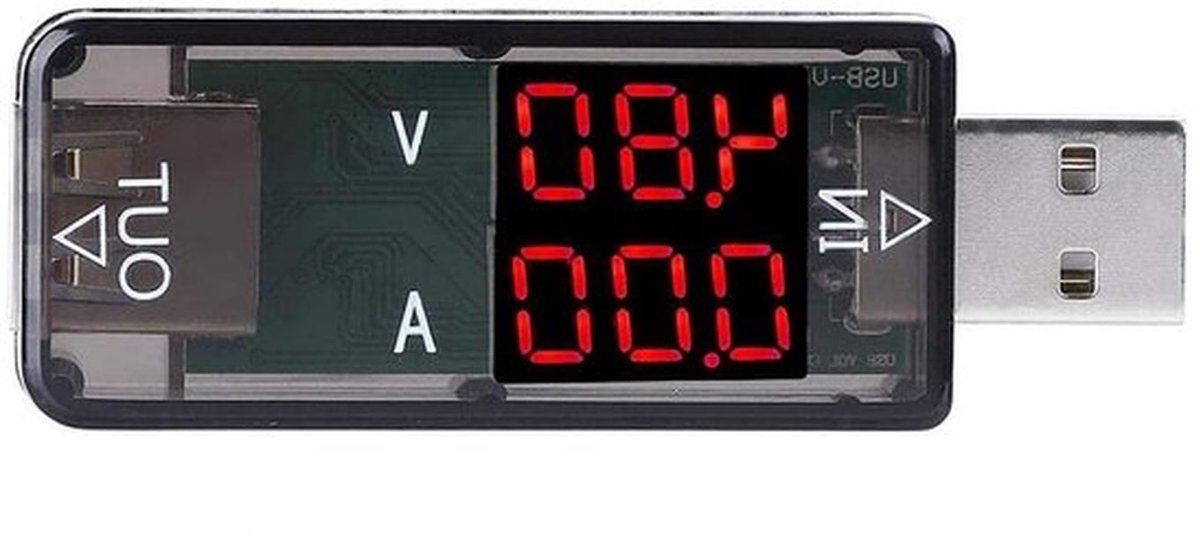 Digitale USB-tester multimeter 32-1 V 3 A - Stroom- en spanningstester met voltmeter - 1% nauwkeurigheid - Oplader