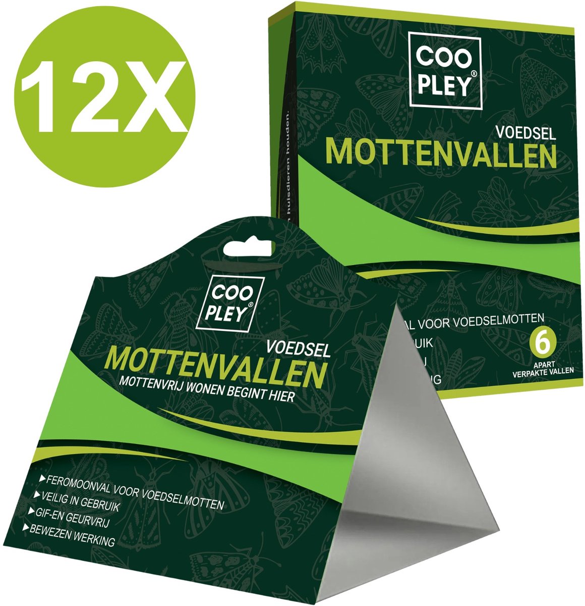 Mottenval Set Van 12 Stuks – Alternatief Voor Mottenballen - Voedselmottenval – Meelmotten Val – Motten – Feromoonval Voedselmot – Mottenvallen Signaleren